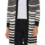 White House | Black Market  Black‎ White Tan 3/4" Sleeve Open Front Cardigan EUC XS Photo 0
