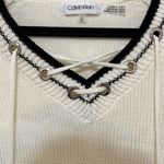 Calvin Klein Beige Sweater with Lace Up Neck Photo 3