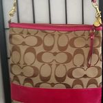 Coach  raspberry / Tan Signature Shoulder Bag Photo 7