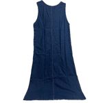 M.P.H. Blues Denim Dress M Sleeveless Floral Embroidery Side Button Front Pocket Blue Size M Photo 1