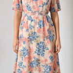 NWT!Floral Pink & Blue Off/On Shoulder Pocket Dress Size 10 or Medium Photo 0