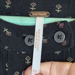 Free People Crepe 1/2 Button Black Patterned Blouse Photo 4