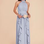 Birdy Grey  Chiffon Dusty Blue Halter Maxi Dress Photo 2