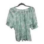 C By One Green Palm Tree Blouse Floral Tropical Rayon Vacation Resort Size Large White Photo 3