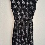 Alex Evenings Black Embellished Goth Cocktail Dress Wedding Ribbon Lace 3D Rose Photo 0