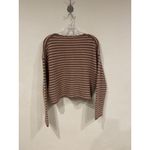 Theory Sweater Womens P Brown Pink Stripe Box Cardi Cashmere Cropped Cardigan Photo 4