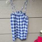Madewell Gingham Baby Doll Lightweight Top Indigo Plaid Medium M Photo 3