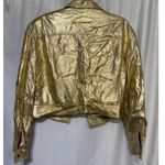 Julian K Vintage Rare 80s Leather Gold Metallic Jacket Women L Made in Israel Size L Photo 4