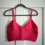 Aerie Women's L Texture Rib Knit Crop Top Hot Pink Corset Style TikTok Viral New Photo 0