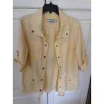 Croft & Barrow  Yellow Linen Blend Roll Tab Pocket Utility Button Up Women Size M Photo 3