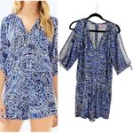 Lilly Pulitzer Bryce Romper Taverna Tile Print Bright Navy Blue Size Small Photo 1