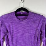 Lululemon 5 Mile Long Sleeve Heathered Regal Plum Soft Cotton Thumbholes Size 4 Photo 2