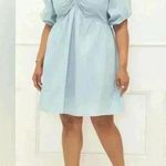 Eloquii Elements Chambray Tie Neck Puff Sleeve Dress Light Wash Denim Size 18 Photo 0
