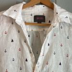 For Cynthia  Womens M White 100% Linen Nautical Print Beachwear Swim Coverup Tunic Photo 1