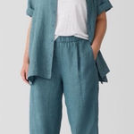 Eileen Fisher  Washed Organic Linen Délavé Lantern Pants in Nile Teal Aqua Sz 3X Photo 0