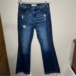 KanCan Morgan High Rise Two Tone Flare Released Raw Hem Denim Jeans Blue Size 29 Photo 4