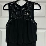 SPENSE BLACK JUMPSUIT SILVER NECK DETAIL CAGE CUTOUTS Size 14 Photo 1