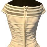 Cache  White Sheer Mesh OTTOMAN Event Top Lined New Off Shoulder $138 NWT Wedding Photo 6