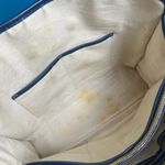 Michael Kors  Canvas Leather Trimmed Large Tote Travel Bag Ivory Navy Blue Photo 10