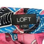 Loft  Floral Print Shorts Tie Waist Casual Hot Pink Blue‎ Size 2 Photo 2