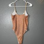 SheIn Golden Copper Ribbed Knit Sleeveless Bodysuit - Size Large Photo 1