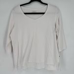 Talbots  Stretch Weekend Tee Shirt Size 2X Petite White Roll Cuff‎ Blue White Photo 7