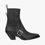 ZARA SRPLS Limited Edition Black Leather Cowboy Boots Size 40 EU 9 US Photo 0