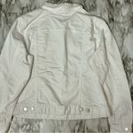 Liz Claiborne White Jean Jacket Satin Nickel Hardware Closet Staple Boho Chic Photo 4
