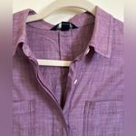 Lands' End 🌞Lands’ End Light Fuchsia Purple Hidden Button 3/4 V Neck Long Sleeve Blouse A Photo 4