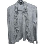 Rafaella  Studio Open Front Cardigan Sweater EUC Soft Ruffled Black Gray Sz M Photo 0