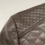 Cole Haan Brown Quilted Faux Leather Bomber Jacket Womans M Full Zip Classic Photo 5