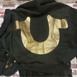 True Religion Black and Gold Women's Robe and Slippers Set size M Photo 6