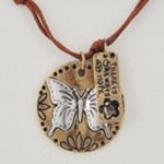 Antique Gold Tone Butterfly & Flower Necklace & Earring Set Brown Photo 1