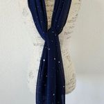 Collection XIIX LTD Blue Sheer Neck Scarf Wide Wrap with Silver Star Sequins Photo 1