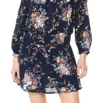 Lucky Brand  Blue Floral Drop Waist Long Sleeve Mini Dress Size Medium Photo 0