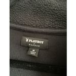 PacSun Playboy Womens Medium Black Spell Out Fleece Crop Hoodie 1/4 Zip Photo 2