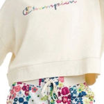 Champion Floral Multi Color Spell out Butter Yellow Athletic Sweater Photo 0