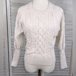 Premise  Cable Knit Sweater w Lantern Sleeves Cream-XS Photo 0