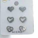 Boutique NWT Silver-Tone 3-Pack Heart Cut-Out Earrings Photo 2