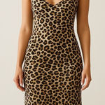 Rebecca Minkoff  Leopard Print Slip Dress Satin Midi Spaghetti Straps Size Large Photo 0