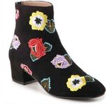 Betsey Johnson floral embroidered faux suede ankle booties women’s Size 6.5M Photo 0