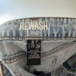 REWASH  Jean Shorts Western Belt Buckle Tie Detail- Festival Distressed Style Photo 5