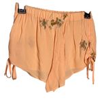 Flynn Skye Women Small Peach Floral Print Drawstring Side Shorts Elastic Waist Photo 0