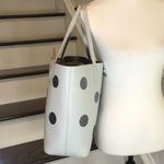 Kate Spade White Leather & Silver Glitter Polka Dot Oversized Tote Shoulder Bag Photo 3