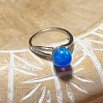Sterling Silver NWOT Lab Created Blue Opal 925  Ring Photo 2