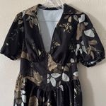 Floral Mini Dress With Puff sleeves Black Size 1X Photo 1