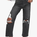 Wild Fable  Grey Distressed Denim Highest Rise Straight Leg Jeans Size 10 Photo 0