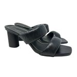 Vionic ‎ Emaline Slide Heeled Sandals Double Strap Leather Black Size US 9 Photo 6