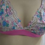 PINK - Victoria's Secret  lace trimmed triangle bra in white and pink size medium. Photo 4