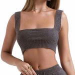 House Of CB Sia Cashmere Blend Ribbed Bralette Sweater Top Charcoal NWT XS Photo 0